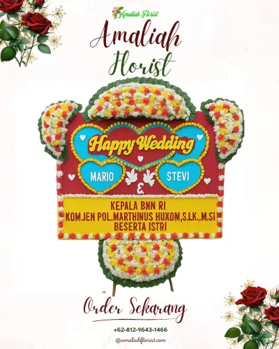 Karangan Papan Bunga Pernikahan di Nyangkowek